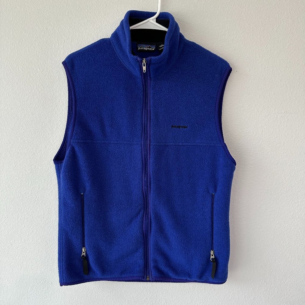 Patagonia Blue Fleece Zip Vest Pockets Medium